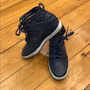 Nike Joli Sky Hi High  midnight blue wedge.too small. Same condition in photo